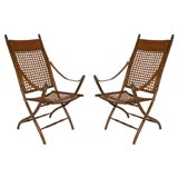 Pair of English Campaign Faux Bamboo Chairs