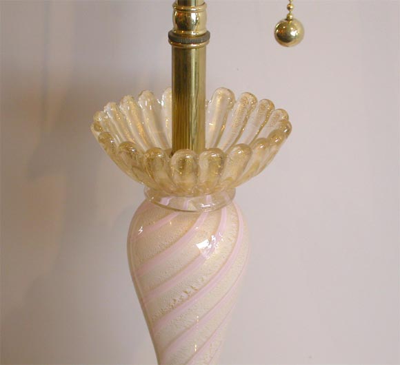 Glass Pair of Murano Fratelli Toso Lamps