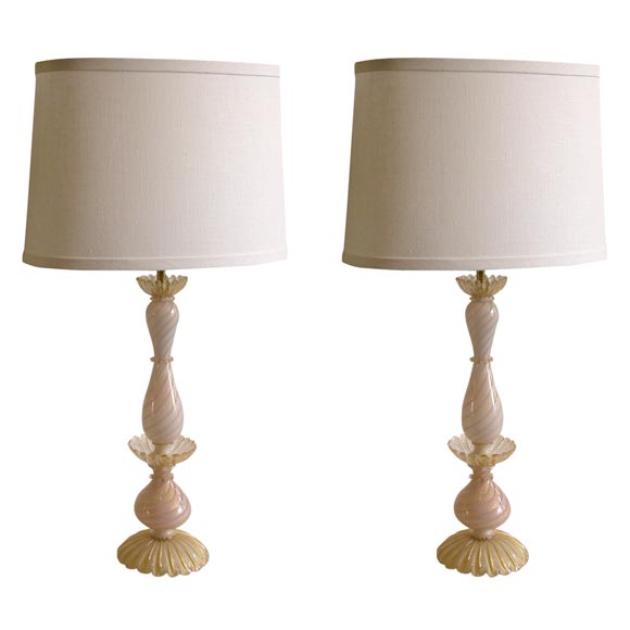 Pair of Murano Fratelli Toso Lamps