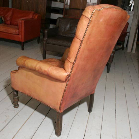 Pair English Leather Club Chairs at 1stDibs