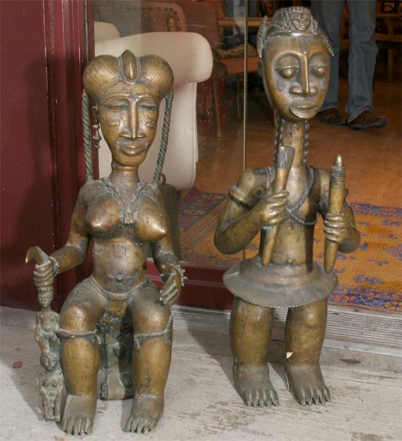 African Pair of Bronze Ivory Coast Figures