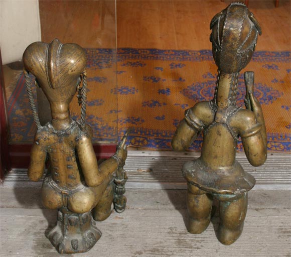 20th Century Pair of Bronze Ivory Coast Figures