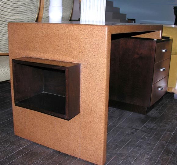 American Cork and Mahogany Desk by  Paul Frankl
