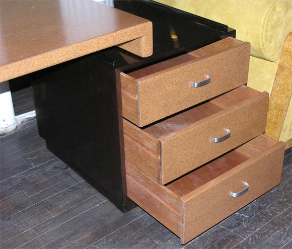 Cork and Mahogany Desk by  Paul Frankl 1