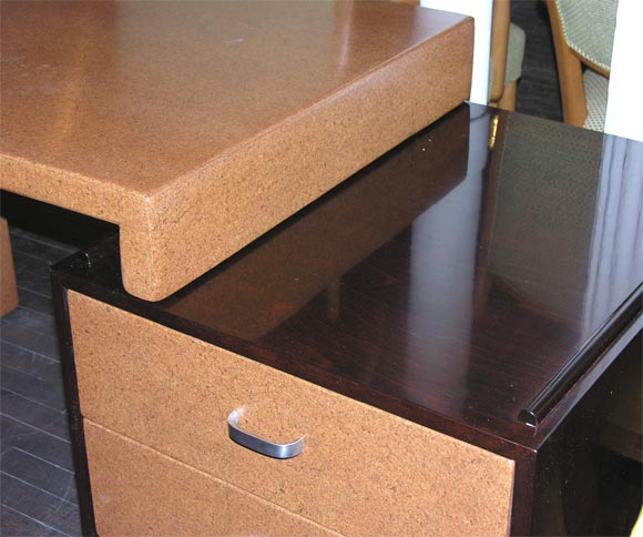 Cork and Mahogany Desk by  Paul Frankl 2
