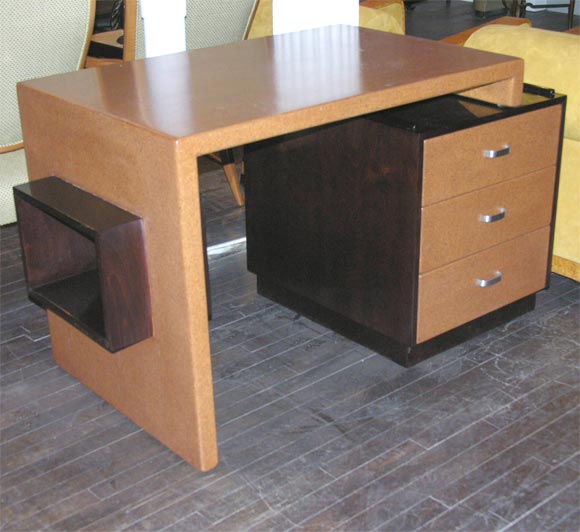 Cork and Mahogany Desk by  Paul Frankl 3