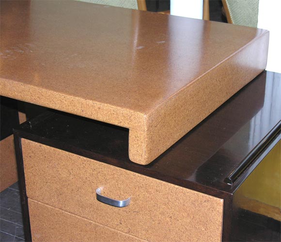 Cork and Mahogany Desk by  Paul Frankl 4
