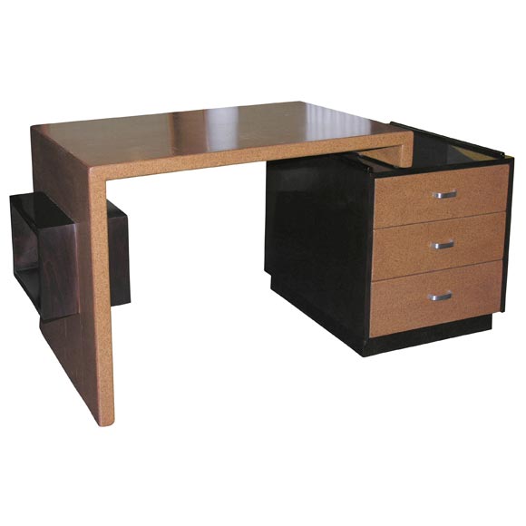 Cork and Mahogany Desk by  Paul Frankl