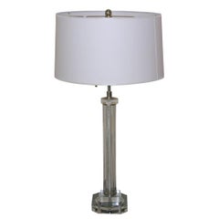 A Glass Fluted Column Table Lamp.