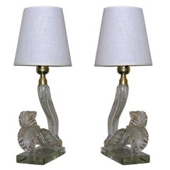 Retro A Pair of Murano Glass Boudoir Table Lamps.
