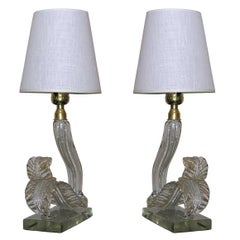 Vintage A Pair of Murano Glass Boudoir Table Lamps.