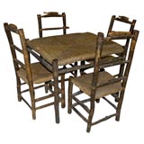 WONDERFUL ADIRONDACK TABLE AND FOUR CHAIRS