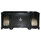 Ebonized Midcentury Mirrored Rococco Sideboard