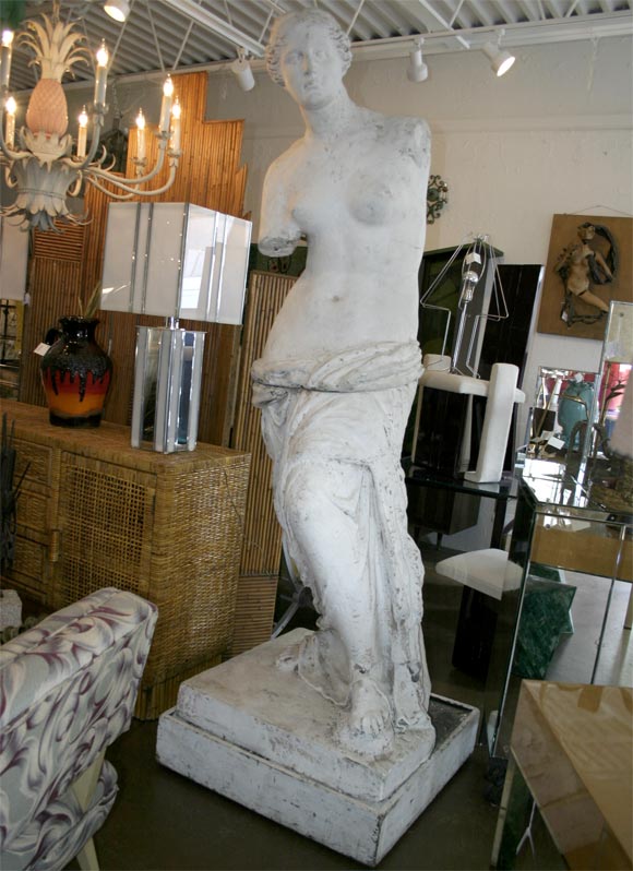 Larger than life size plaster godess in two pieces. From 1940s Italian opera set.