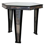 Art Deco Mirrored 
Ebonized Hexagon Side Table