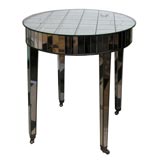 Mirrored Side table with Beveled Cross hatched Top