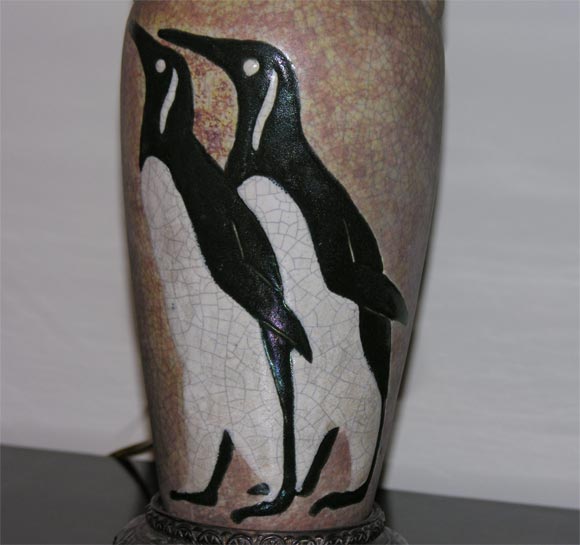 20th Century Penguin Ceramic Lamp by L. Funtinelle