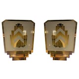 Pair of Skyscraper Mirrored Sconces