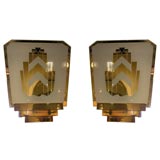 Pair of Skyscraper Mirrored Sconces