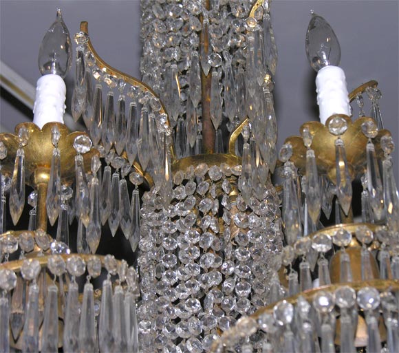 Unusual and large crystal and bronze Art Deco Chandelier 5