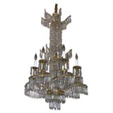Unusual and large crystal and bronze Art Deco Chandelier
