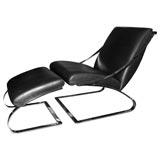 Vintage Chrome Italian Lounge Chair and Ottoman