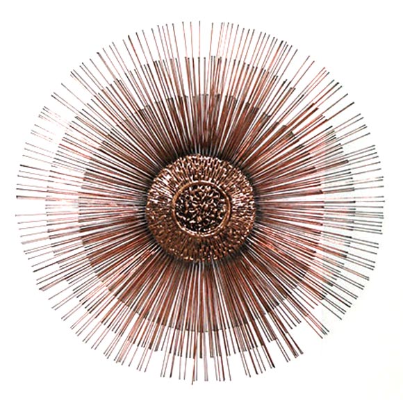 Triple Sunburst Metal Wall Sculpture at 1stDibs