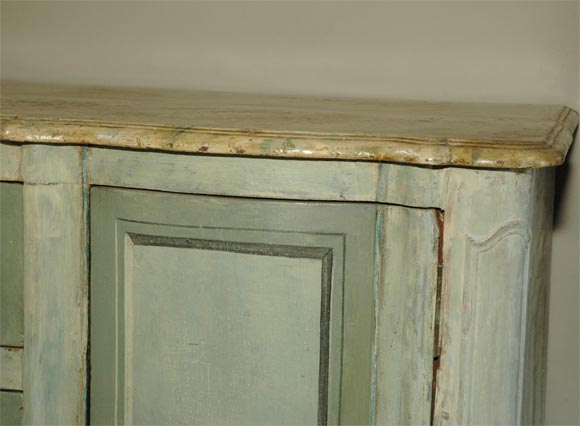 Mid-18th Century French Normandy Painted Buffet with Faux Marble Top In Good Condition In Los Angeles, CA