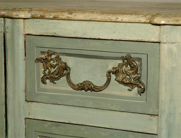 Mid-18th Century French Normandy Painted Buffet with Faux Marble Top 2