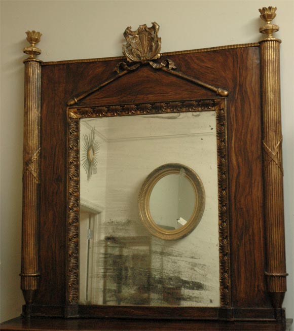 French Carved Giltwood and Faux Bois Painted Mirror from early 19th Century France