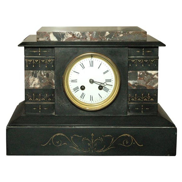 19th Century French Marble Clock For Sale at 1stDibs