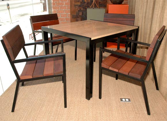 Van Keppel & Green redwood, steel & travertine set