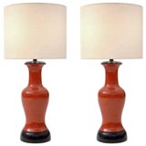 Chinese Red Porcelain Table Lamps