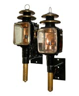 Pair of Copper and Brass Carriage Lamps
