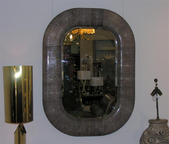 A Impressive Shagreen Framed Mirror by Maitland Smith.