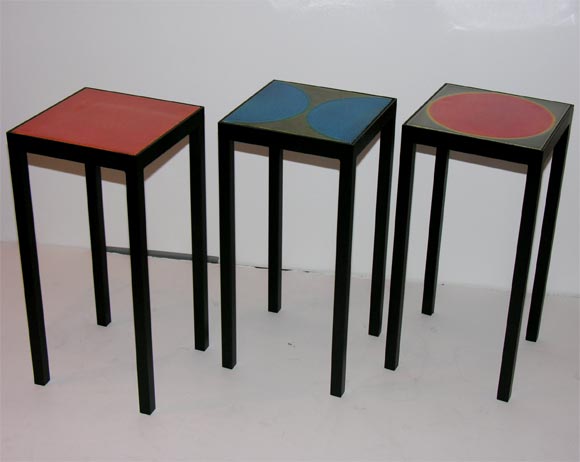 Baby Side Tables with  Vintage Tiles by Roger Capron