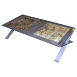 Table basse à cadre en acier inoxydable avec insert en céramique