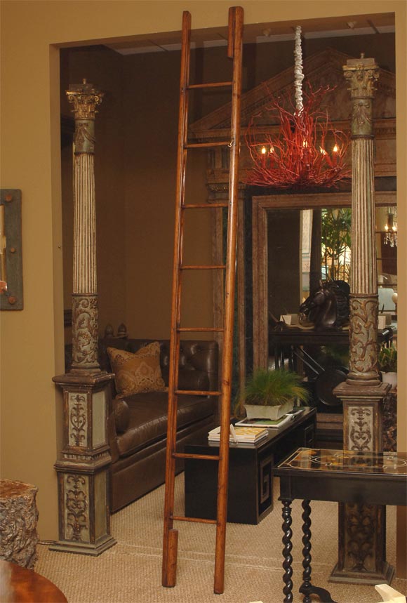 Charming Walnut  George III Library Ladder/ Pole