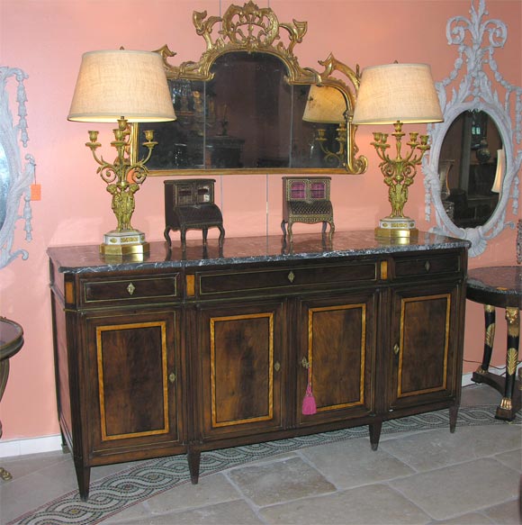 Louis XVI Marble Top Inlaid Sideboard