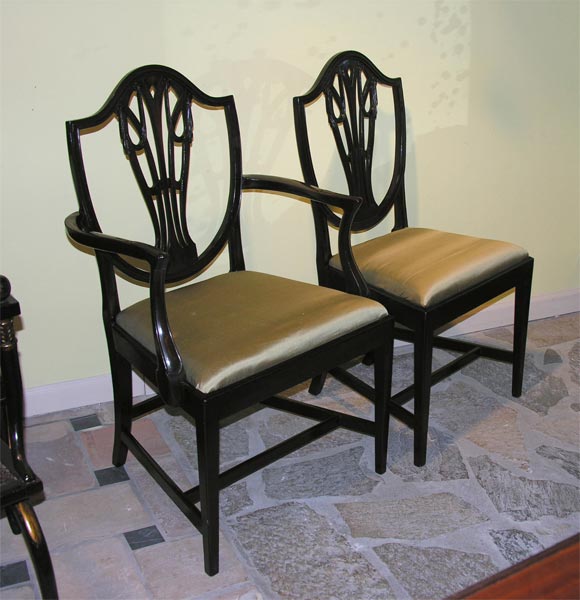 Set of 12 Hepplewhite Shield Back Dining Chairs