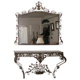 Console Table with Marble Top and Mirror