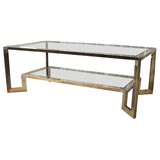 Coffee Table in Brass and Chrome