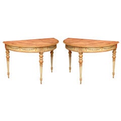 Pair 19th Century Demilune Consoles