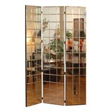 Three Panel Etched Mirror Floor Screen