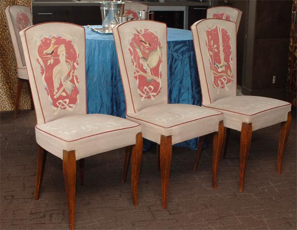 A Set of Six French Art Deco Dining Chairs by Baptistin Spade For Sale 1