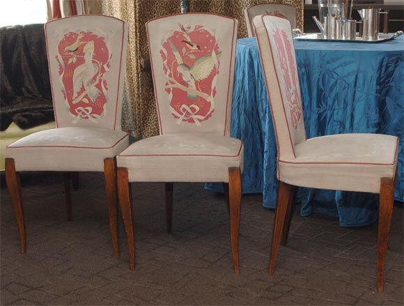 A Set of Six French Art Deco Dining Chairs by Baptistin Spade For Sale 5