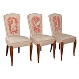 A Set of Six French Art Deco Dining Chairs by Baptistin Spade