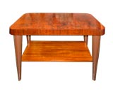 Pair of Gilbert Rhodes Side Tables in Walnut with Leather Legs