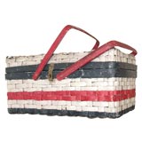 Antique 1890's-1900 Painted Red white and blue Picnic Basket