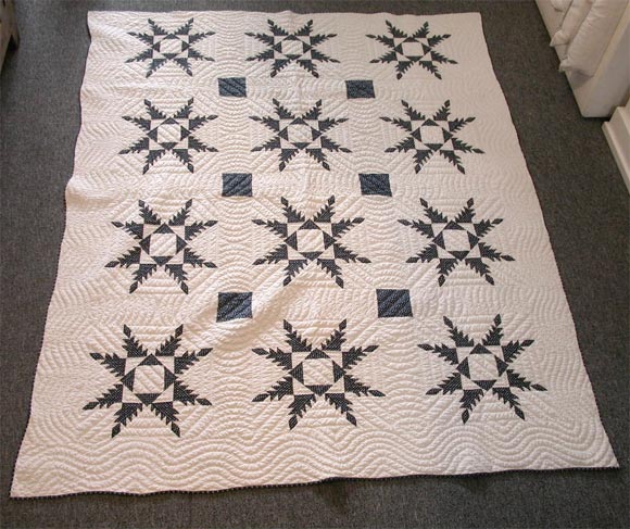 19th c  feathered star quilt